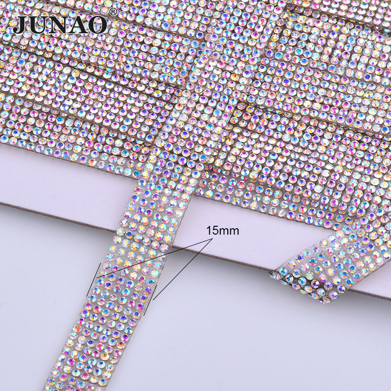 Hotfix Rhinestone Sheet - JUNAO 5Yard Crystal AB Rhinestones Fabric