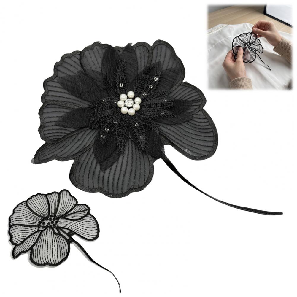 Applique Patch Flower - Lotus Flower Embroidery Applique, Lace Lotus