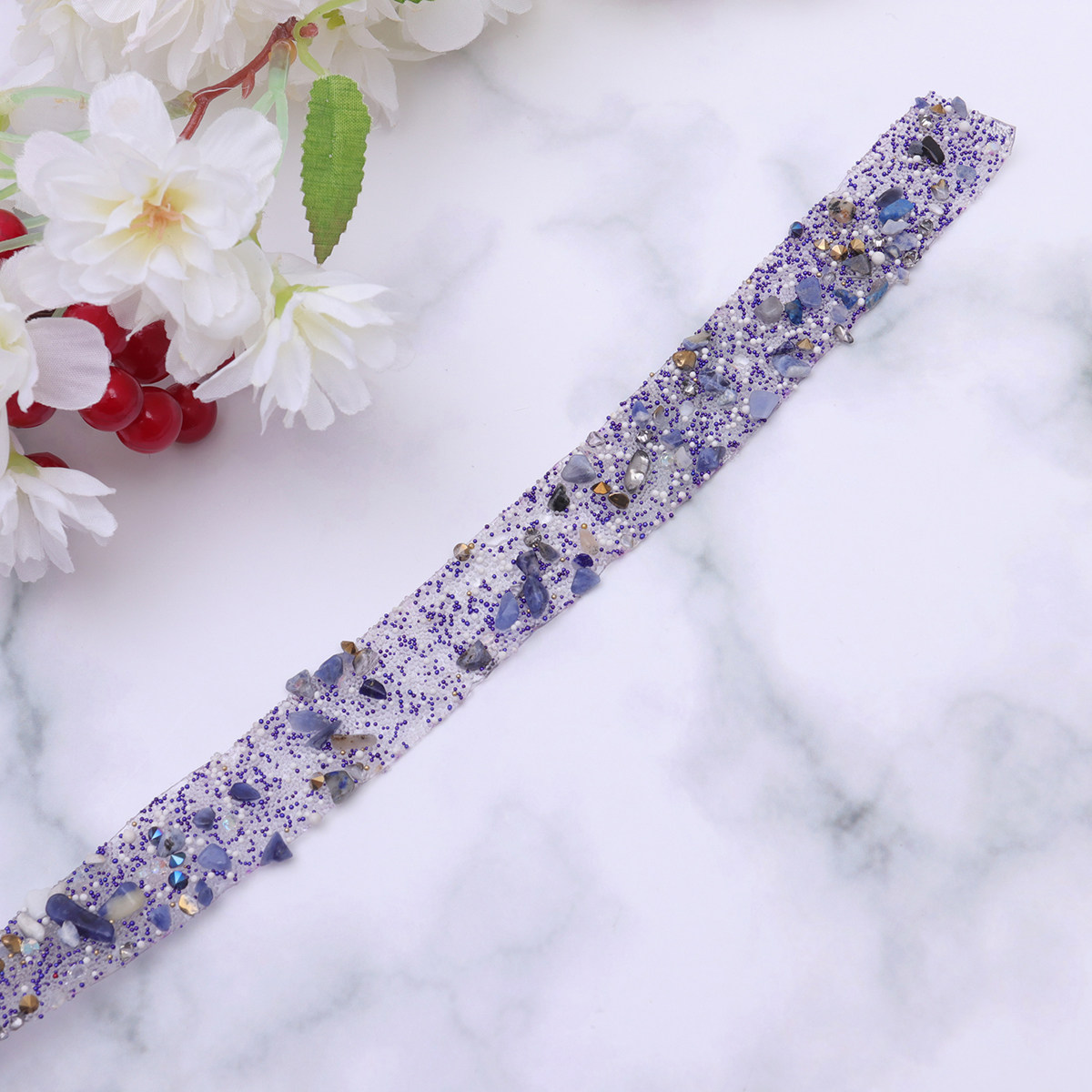 Embellishment Crafts - 1 Meter Purple Rhinestone Applique Trim