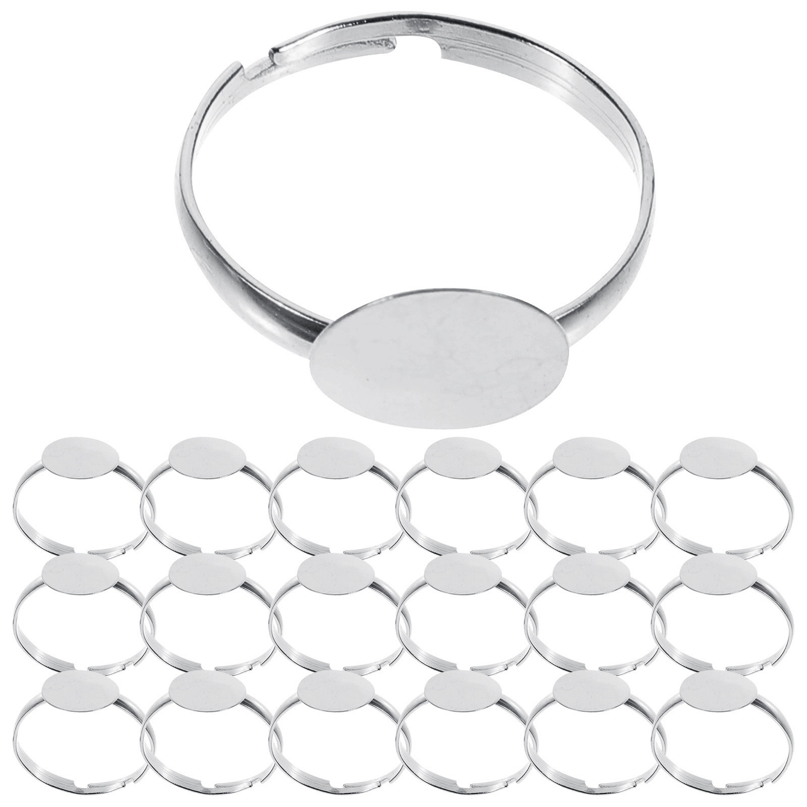 Embellishment Crafts - 100Pcs Alloy Ring Blanks for DIY