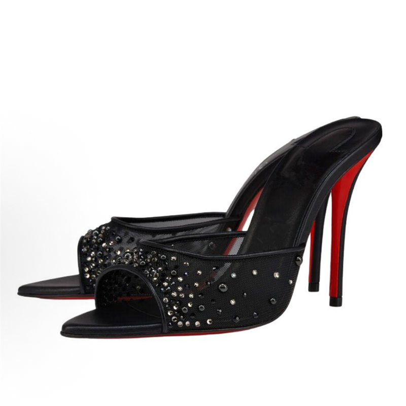 2026 Luxury Mesh Backless Mule - Sew On Rhinestone ulasan dan harga