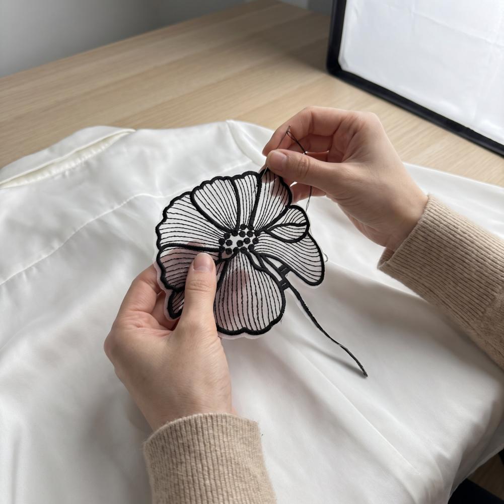 Lotus Flower Embroidery Appliq - Applique Patch Flower ulasan dan harga