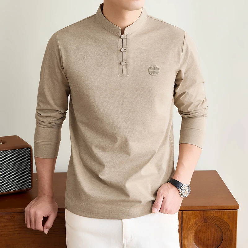 Mens Mandarin Collar Long Slee - Embellish Knit ulasan dan harga