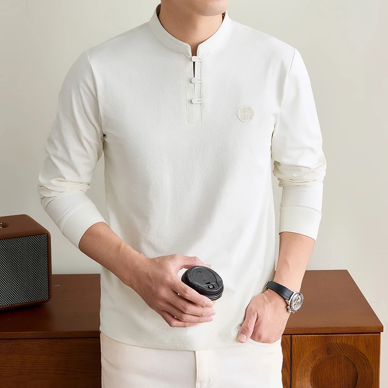 Mens Mandarin Collar Long Slee - Embellish Knit ulasan dan harga