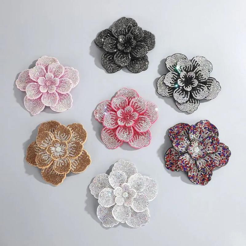 1pc Three-dimensional Camellia - Sew On Rhinestone ulasan dan harga