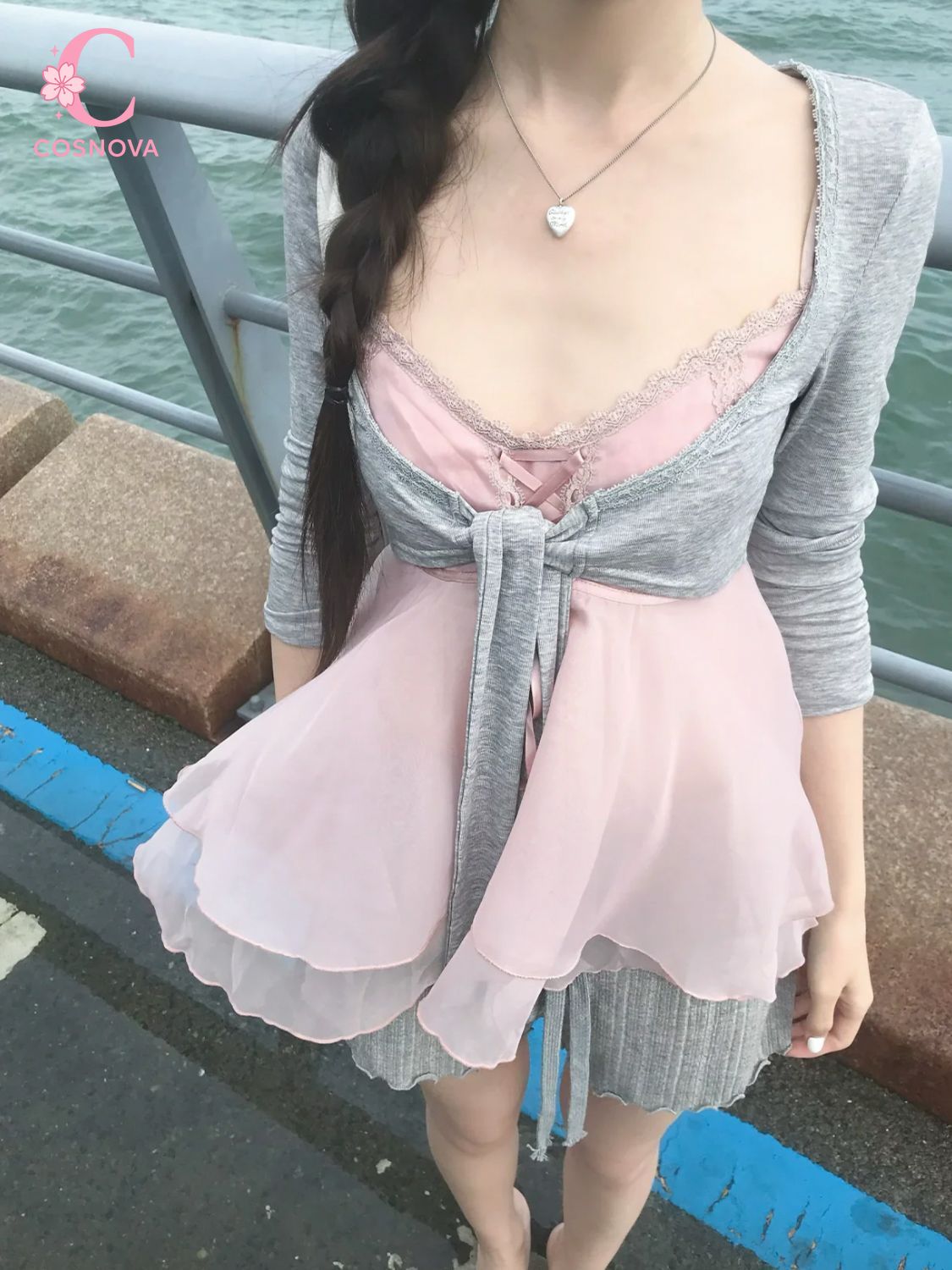 Korean Sweet Summer 3 Piece Se - Lace Ribbon Trim ulasan dan harga