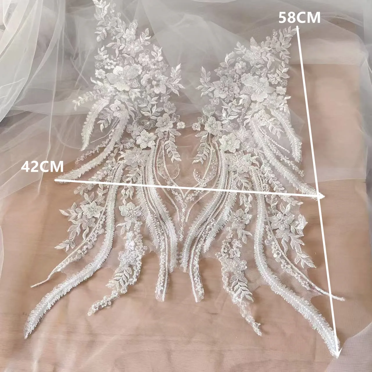 New Beaded Sequins Lace Mirror - Applique Patch Flower ulasan dan harga