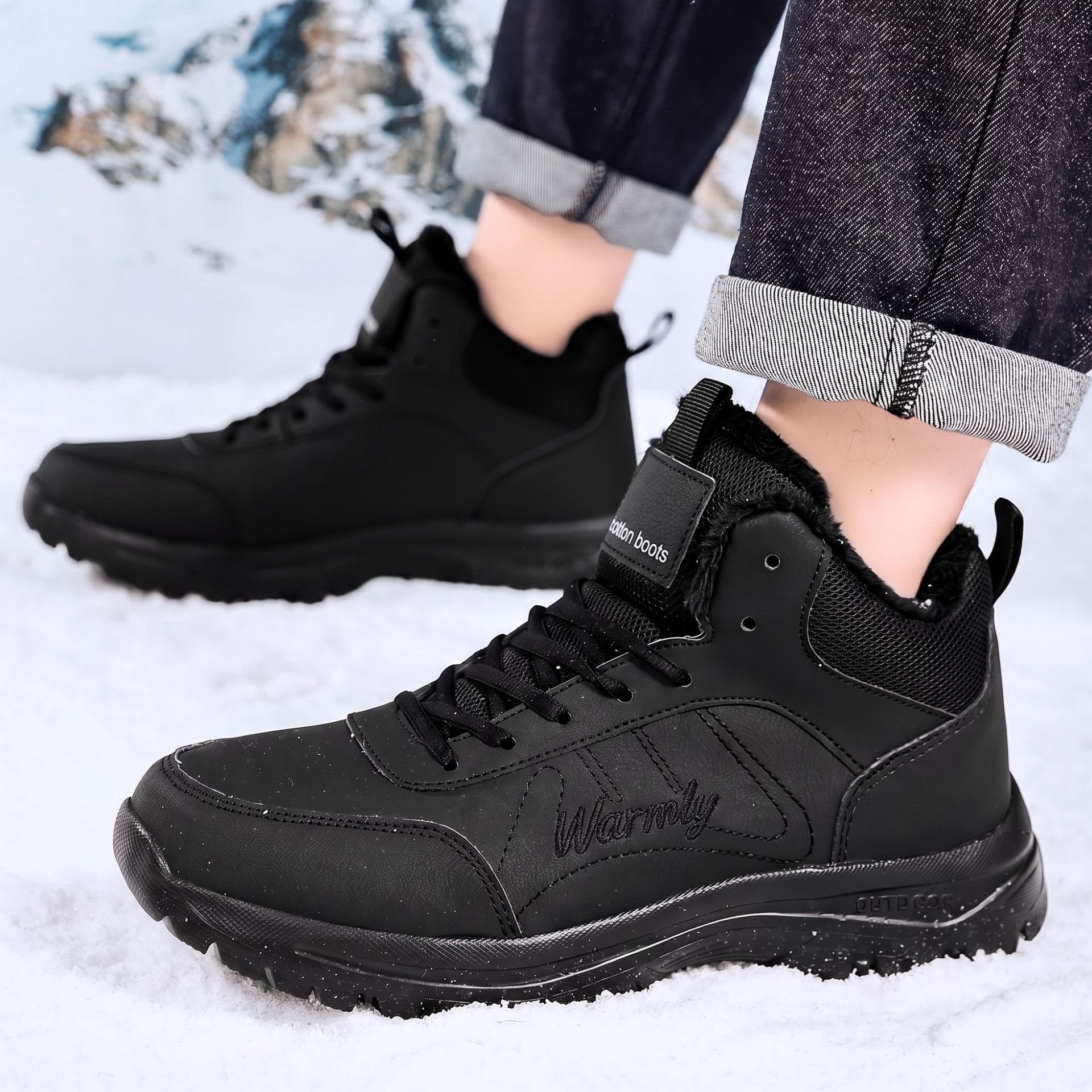 Men's Cotton Shoes with Thick  - Guipure Lace Panel ulasan dan harga