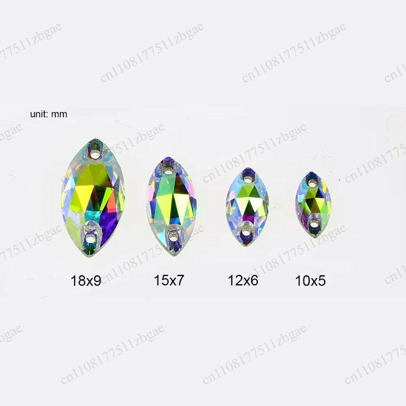 Navette Sew on Crystal AB Flat - Sew On Rhinestone ulasan dan harga